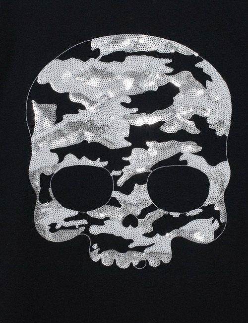 【別注】スパンコールカモフラージュスカルTシャツ/【EXCLUSIVE ITEM】SEQUIN CAMOUFLAGE SKULL TEE 詳細画像